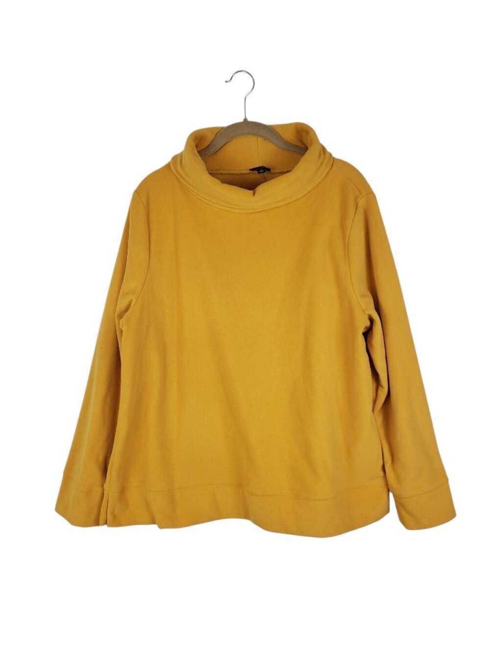 Talbots NWT Microfleece Funnel Neck Pullover Top Mustard Yellow Womens XL
